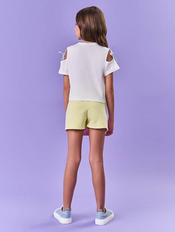 Conjunto Blusa e Short-Saia Natural Lilás