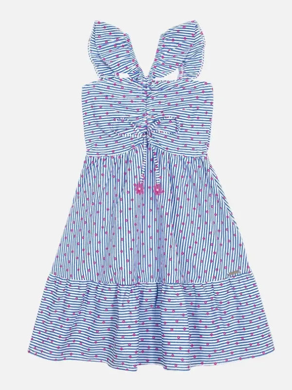 Vestido Infantil Listrado com Estampa de Flores