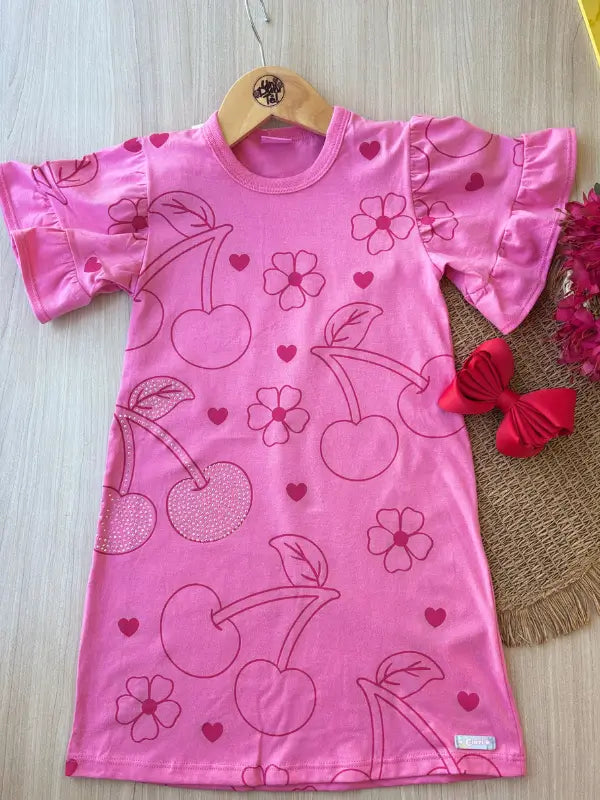 Vestido Infantil Estampado de Morango com Cheirinho de Tutti-Frutti