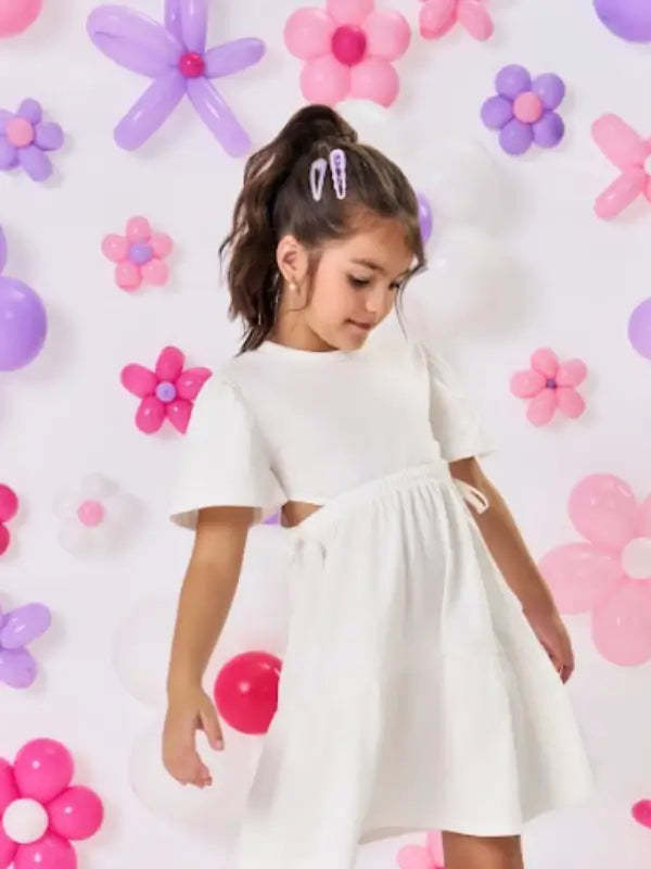 Vestido Infantil em Meia Malha Glitter com Abertura Lateral