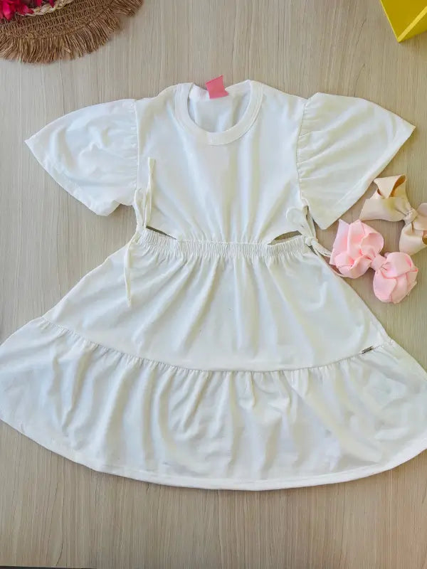 Vestido Infantil em Meia Malha Glitter com Abertura Lateral