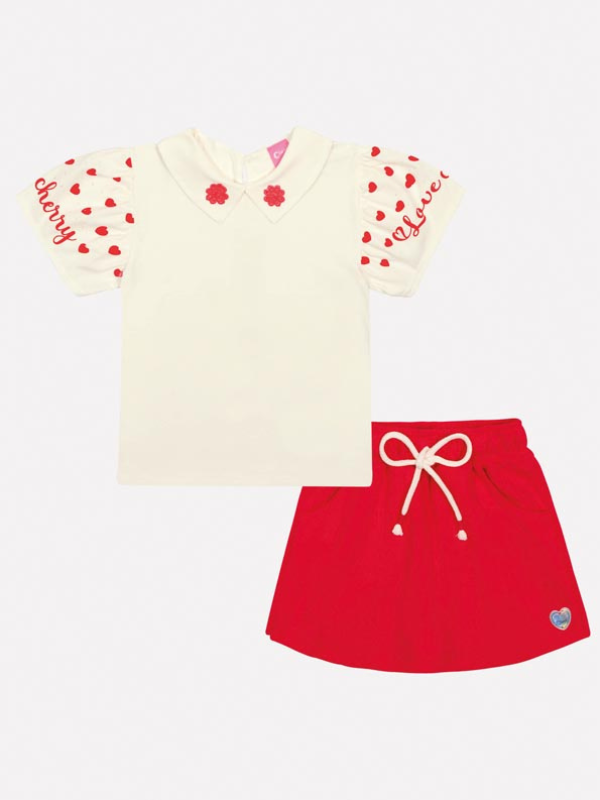 Conjunto Infantil com Blusa Tutti-Frutti e Short-Saia