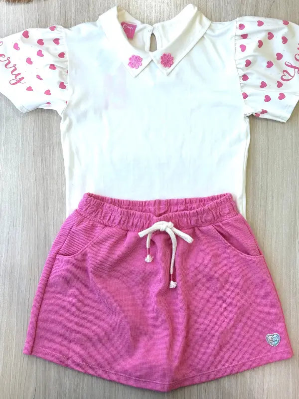 Conjunto Infantil com Blusa Tutti-Frutti e Short-Saia