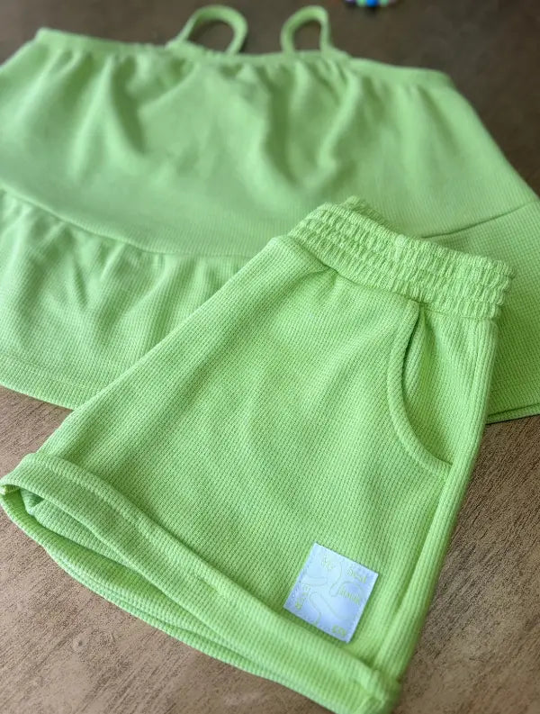 Conjunto  Bata E Short Monocromático Verde