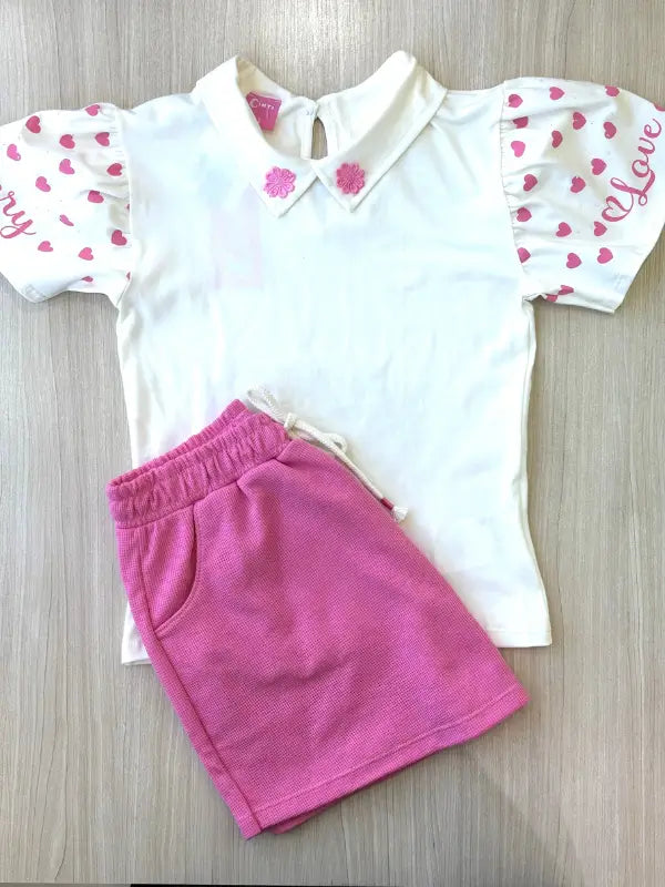 Conjunto Infantil com Blusa Tutti-Frutti e Short-Saia