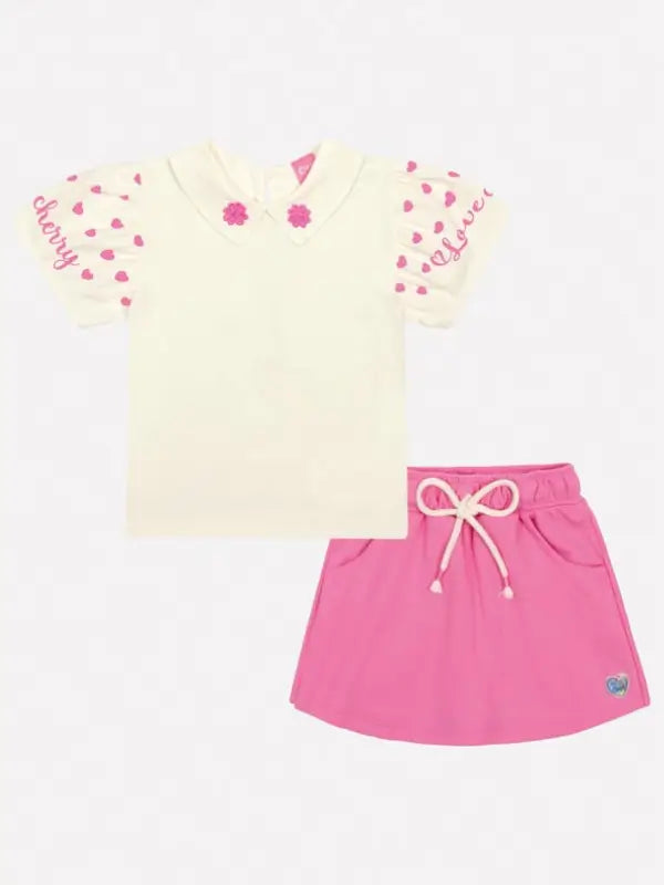 Conjunto Infantil com Blusa Tutti-Frutti e Short-Saia