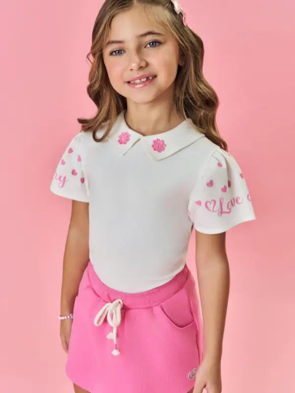 Conjunto Infantil com Blusa Tutti-Frutti e Short-Saia